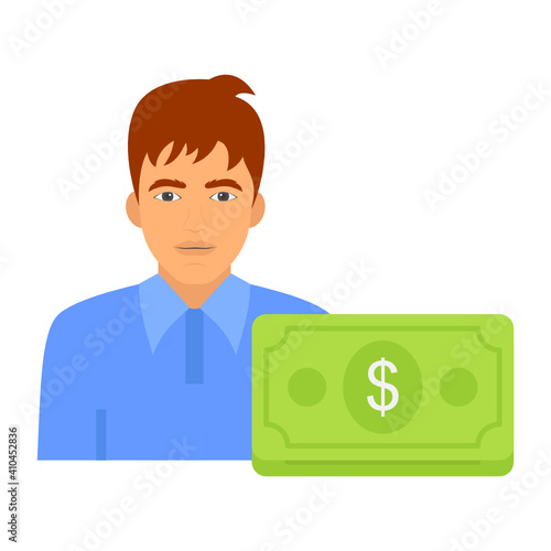 Employee Salary Concept, Hrm Symbol on white background, HR Expense wage Vector color Icon design, Business character stock illustration