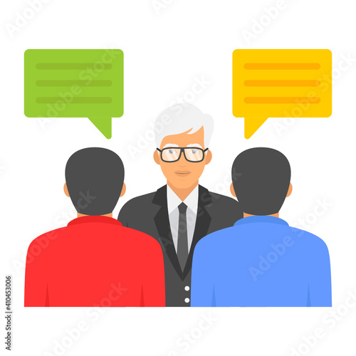 Discussion Group Concept, hrm symbol on white background, User Focus Team Vector color Icon Design, Business Character Stock illustration