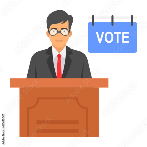Candidate Vote Concept, hrm symbol on white background, employee union  and politics vector color icon design, business character stock illustration