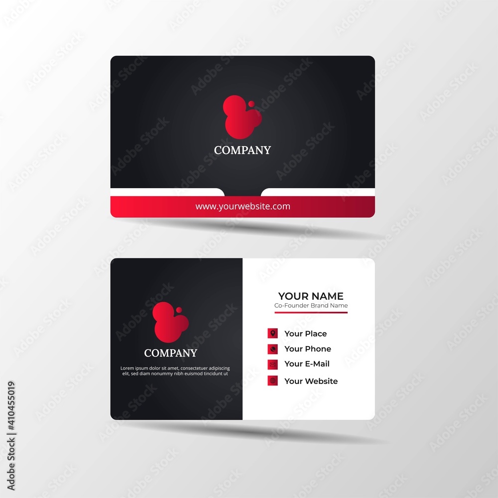 Modern business card black and red corporate professional Premium Vector