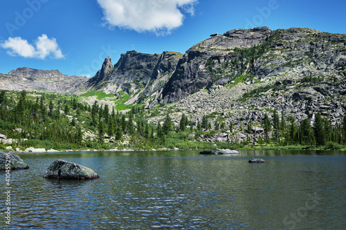 Moraine lake with the rocky mountains panorama in the banff canada
