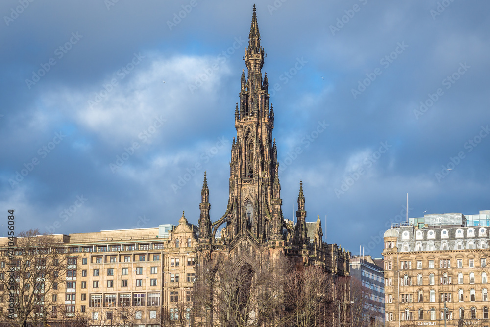Famous Scott Monument in Edinburgh city, Scotland