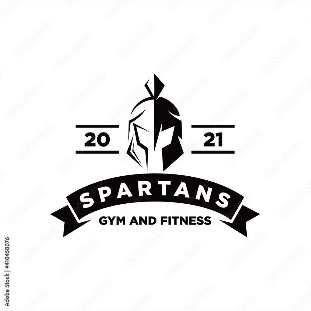 Obraz premium Spartan Fitness And Gym Logo Vector . Fitness Logo . Bodybuilding Logo design inspiration, sports logo template with spartan warriors.
