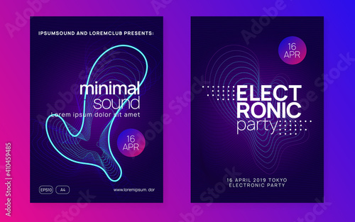 Abstract music flyer. Techno dj party. Electro dance event. Electronic trance sound. Club poster.