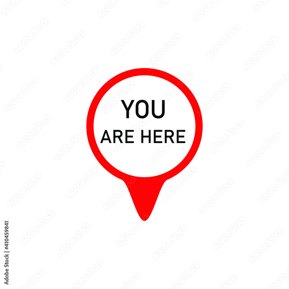 Map pin with you are here sign vector icon Map pin with you are here sign vector icon