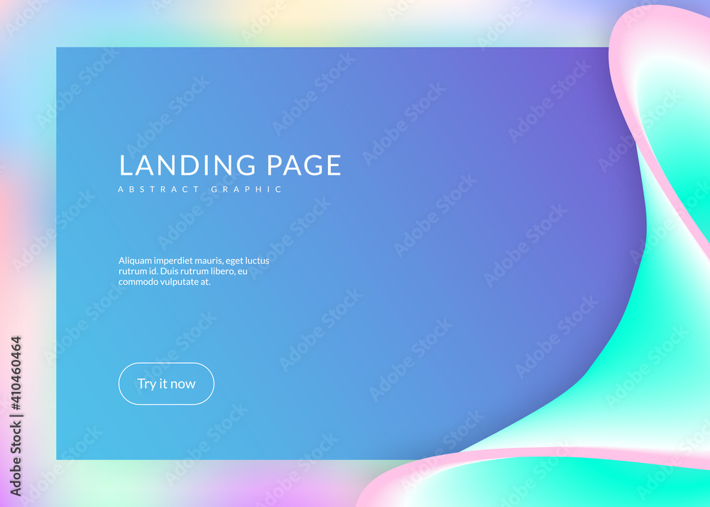 Landing page with liquid dynamic elements and fluid shapes.