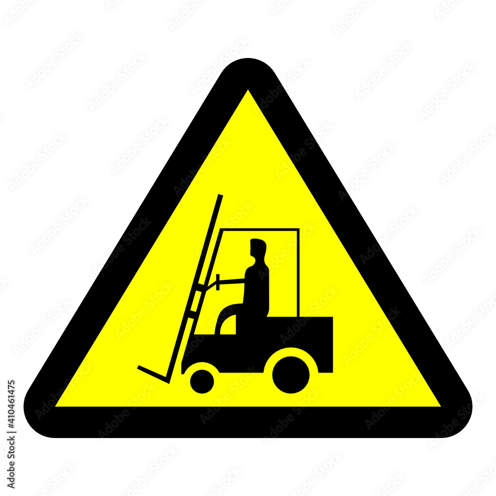 Beware forklift vector sign isolated on white background