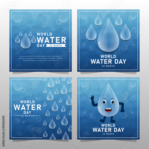 World water day illustration template background	set