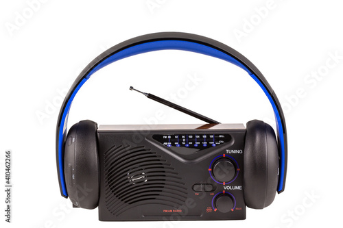 retro radio with wireless headphones