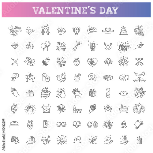 Valentine's day element. Gift, heart, balloon, key, rose,
