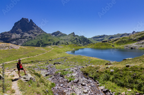 View of Ayous lakes and Midi d'Ossau mountain in the Pyrenees (France) © julen