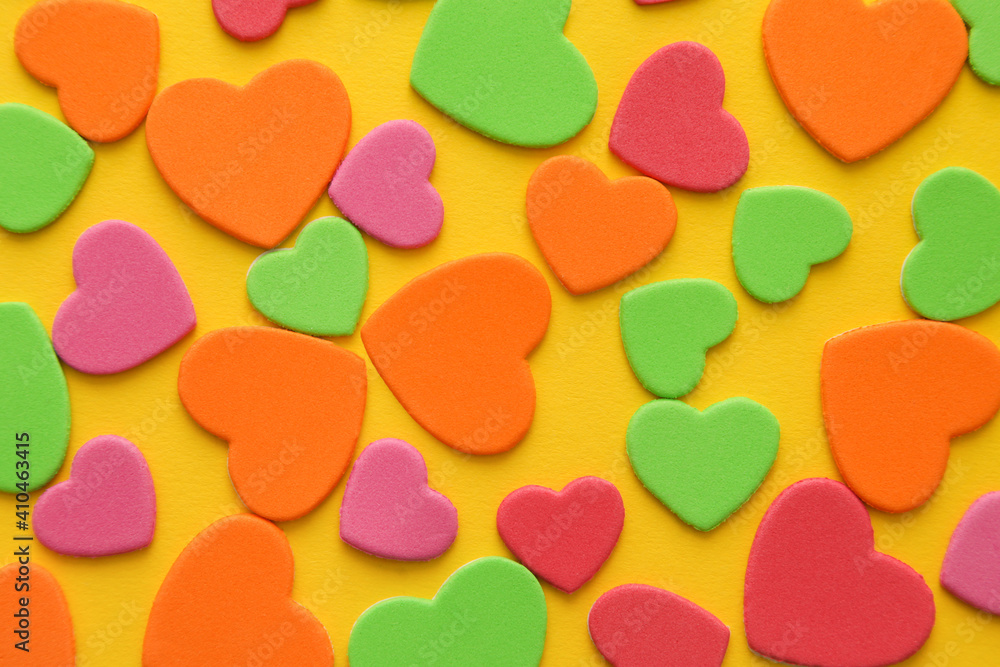 Multicolored Hearts. Valentines Day Background. Copy space Multicolored Hearts. Valentines Day Background. Copy space