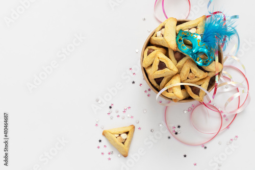 Traditional Jewish Hamantaschen cookies.Purim celebration concept. Jewish carnival holiday background
