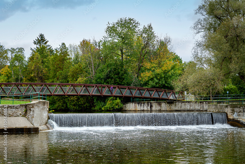 Speed River Dam in the Riverside Park, Guelph, Ontario, Canada Speed River Dam in the Riverside Park, Guelph, Ontario, Canada