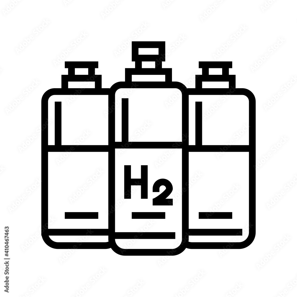 cylinders hydrogen line icon vector. cylinders hydrogen sign. isolated contour symbol black illustration cylinders hydrogen line icon vector. cylinders hydrogen sign. isolated contour symbol black illustration