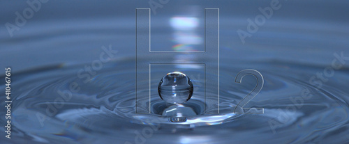 hydrogen h2 letters over a liquid with a droop panorama