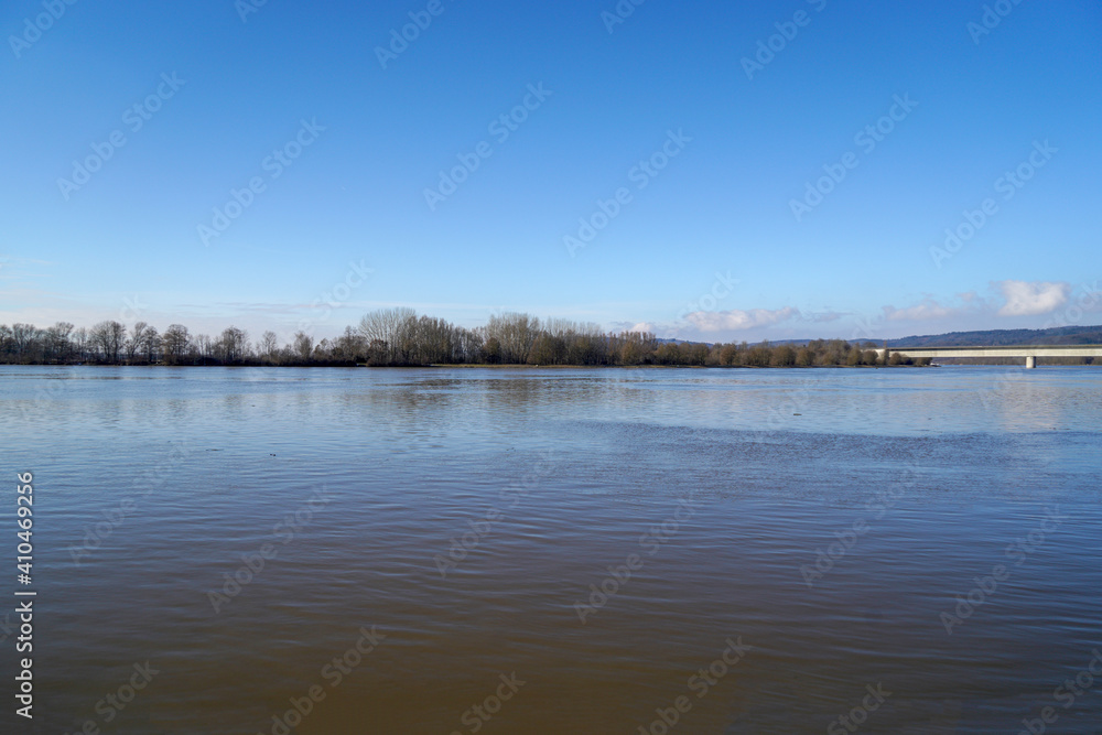Flood on the Danube at the lock in Geisling near Regensburg in Bavaria Flood on the Danube at the lock in Geisling near Regensburg in Bavaria