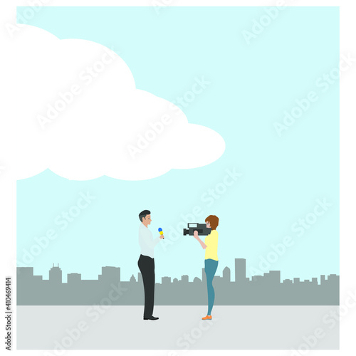 vector reporter and tv camera operator