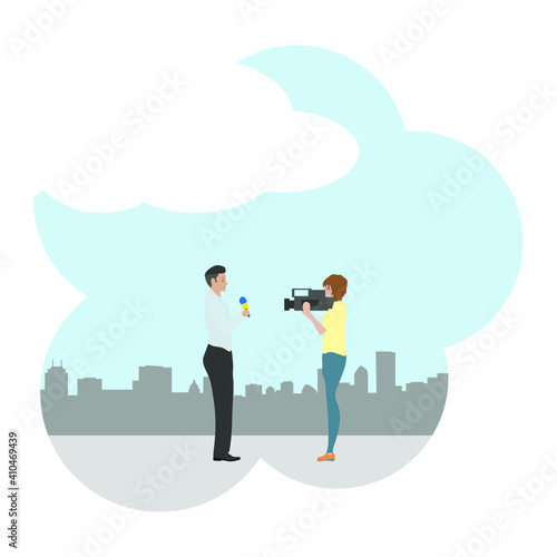vector reporter and tv camera operator