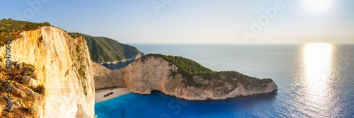 Zakynthos island Greece shipwreck Navagio beach travel vacation panoramic view