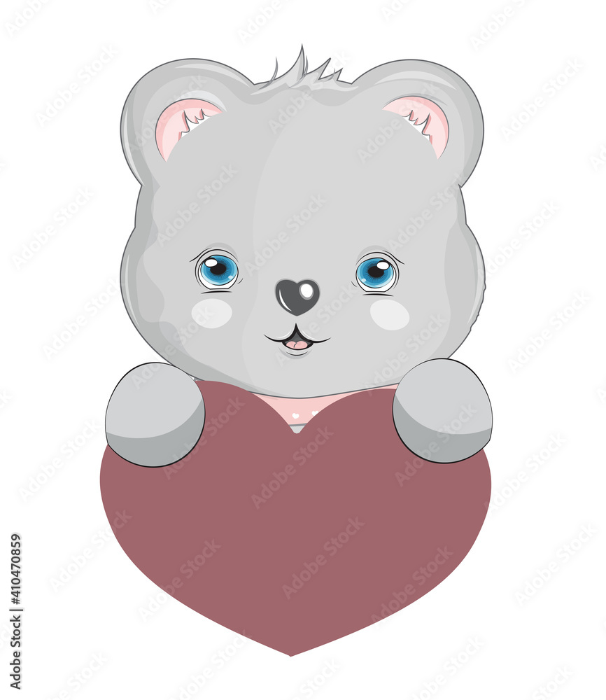 Naklejka premium Teddy bear boy Valentines Day card