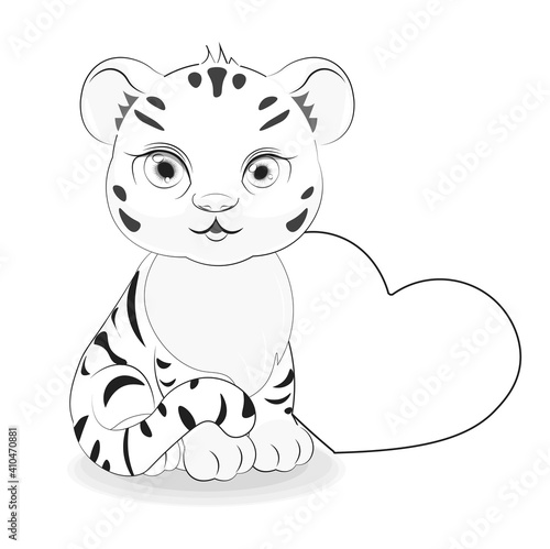 tiger cub with heart coloring book