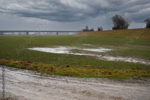 Flood on the Danube at the lock in Geisling near Regensburg in Bavaria