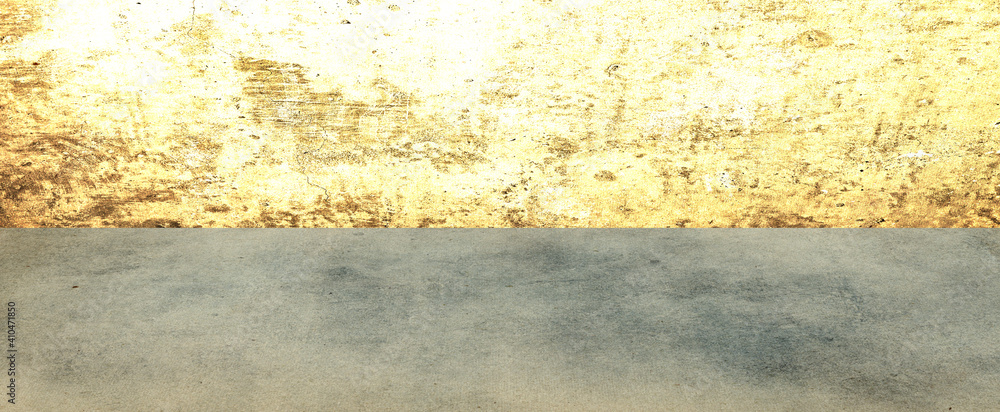 Fototapeta premium Grungy concrete wall and stone floor room as background