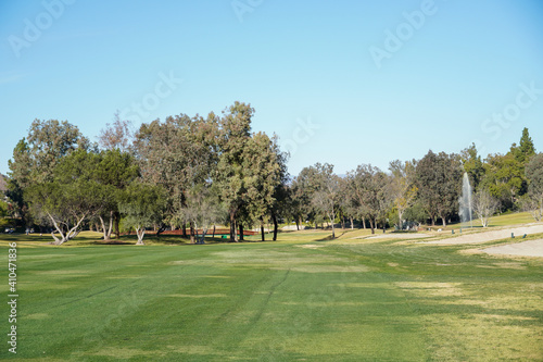 Golf Course with putting green in San Diego. Golf course with a rich green turf beautiful scenery. 
