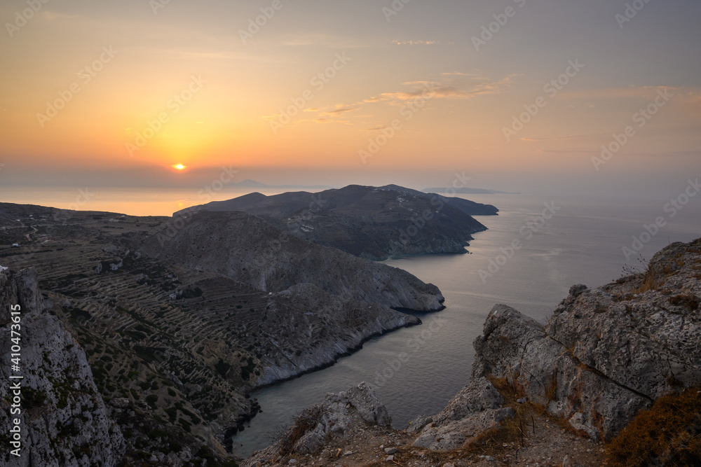 Amazing cliffs seen during sunset on the island of Folegandros. Cyclades, Greece Amazing cliffs seen during sunset on the island of Folegandros. Cyclades, Greece