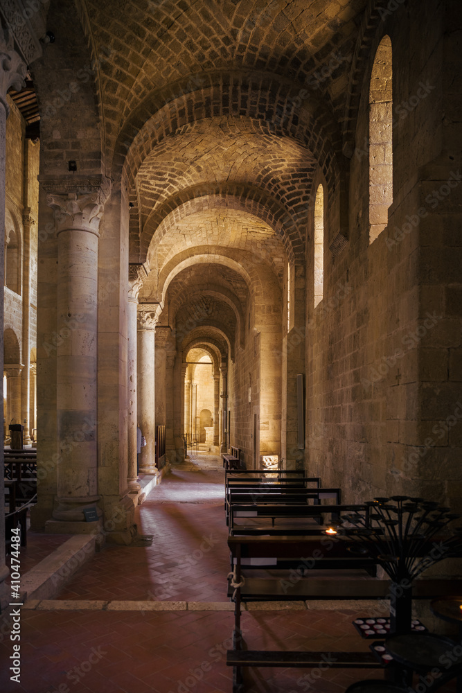Interior of Sant'Antimo Abbey, Montalcino, Tuscany, Italy