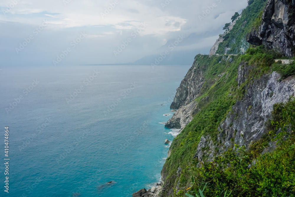 Beautiful landscape of cliffs near the Pacific Ocean on the east coast of Taiwan