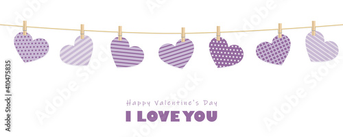 pattern hanging hearts greeting card for valentines day vector illustration EPS10