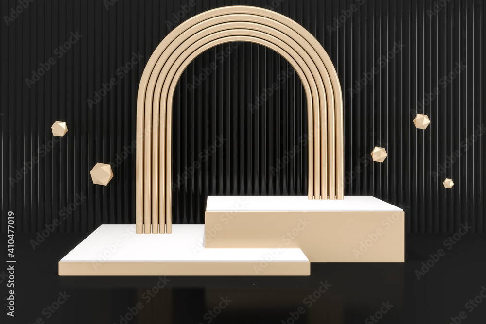 Dark style, Black minimal Podium eometric. 3D rendering Dark style, Black minimal Podium eometric. 3D rendering
