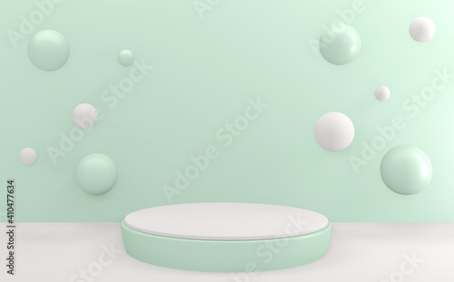 Cyan blue podium minimal design product scene. 3d rendering