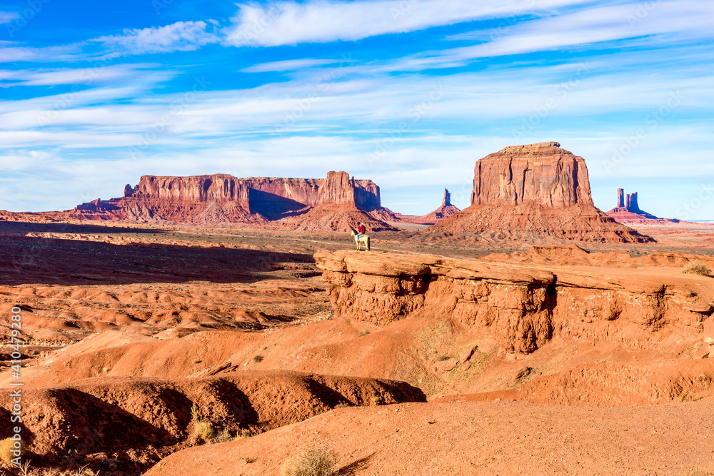 USA, Monument Valley Navajo Tribal Park in Arizona, horse and rider.