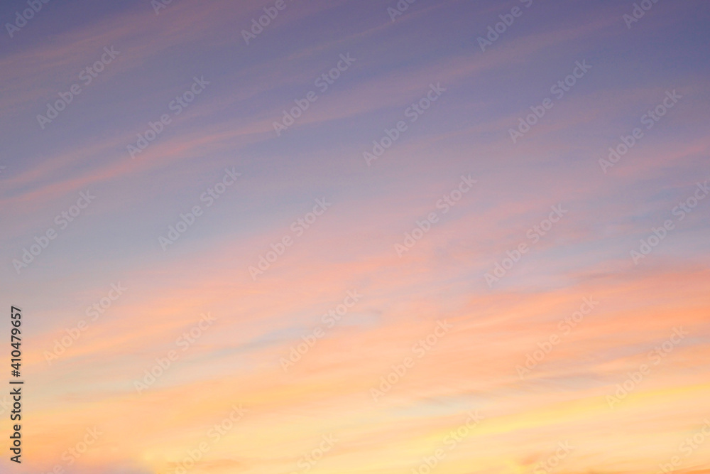 Dawn sky with colorfull clouds. Sunrise landscape.