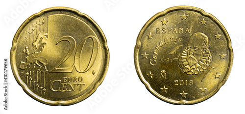 Wallpaper Mural twenty euro cent coin isolated on white background Torontodigital.ca