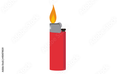 Illustration of an isolated red lighter in flat style