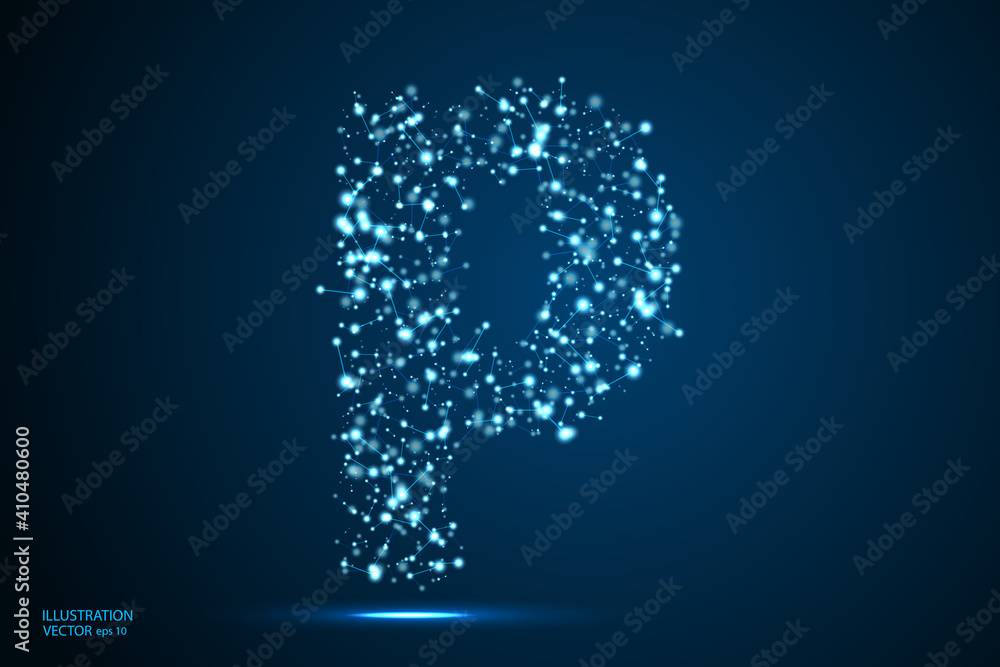English letters abstract font consists 3d of triangles, lines, dots and connections. On a dark blue background cosmic universe stars, meteorites, galaxies. Vector illustration EPS 10. English letters abstract font consists 3d of triangles, lines, dots and connections. On a dark blue background cosmic universe stars, meteorites, galaxies. Vector illustration EPS 10.