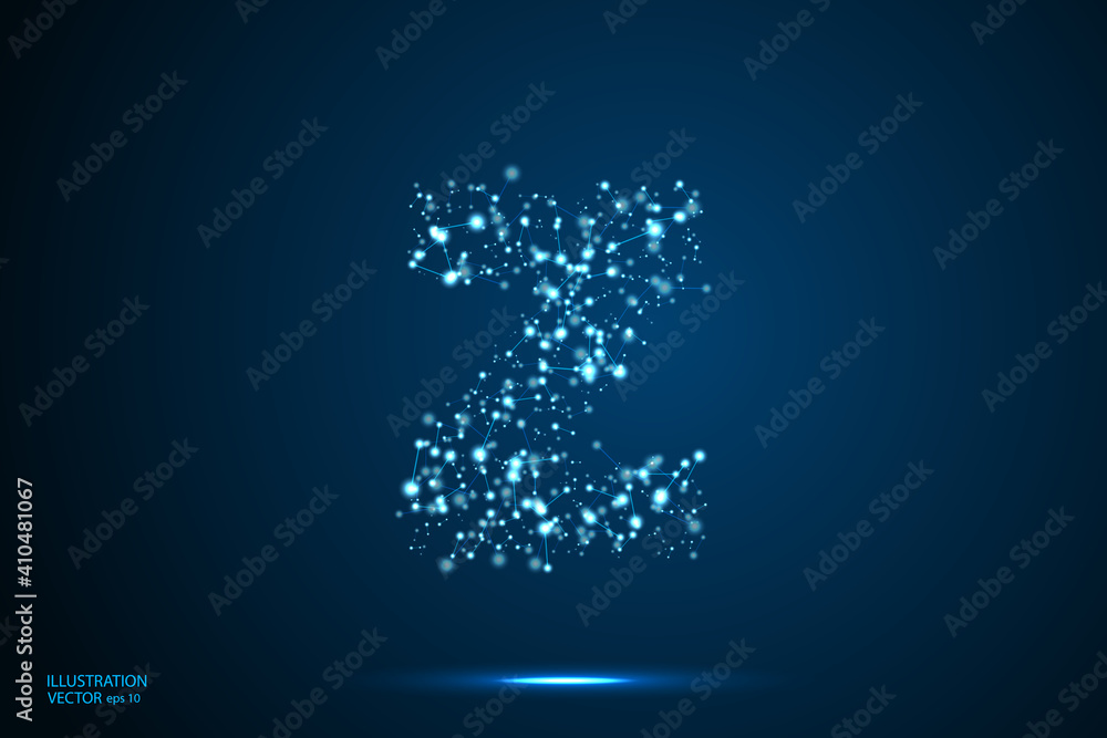 English letters abstract font consists 3d of triangles, lines, dots and connections. On a dark blue background cosmic universe stars, meteorites, galaxies. Vector illustration EPS 10. English letters abstract font consists 3d of triangles, lines, dots and connections. On a dark blue background cosmic universe stars, meteorites, galaxies. Vector illustration EPS 10.