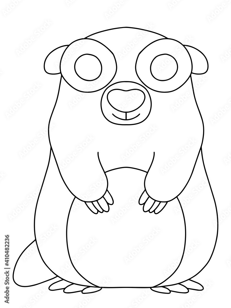 Happy little groundhog stock vector illustration. Groundhog Day funny coloring page for kids and adults. Traditional february event to forecast black and white mascot illustration. One of a series Happy little groundhog stock vector illustration. Groundhog Day funny coloring page for kids and adults. Traditional february event to forecast black and white mascot illustration. One of a series