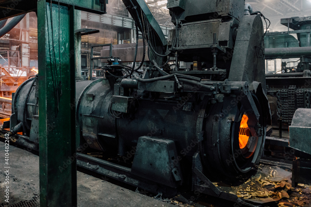 Iron pipe centrifugal pipe casting machine at the foundry Iron pipe centrifugal pipe casting machine at the foundry