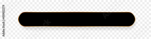 long black ribbon banner with gold frame on transparent background