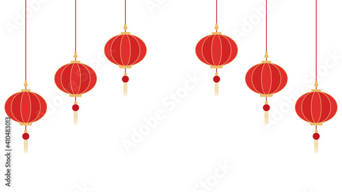 Chinese new year poster. wallpaper. free space for text. Chinese lamp vector.