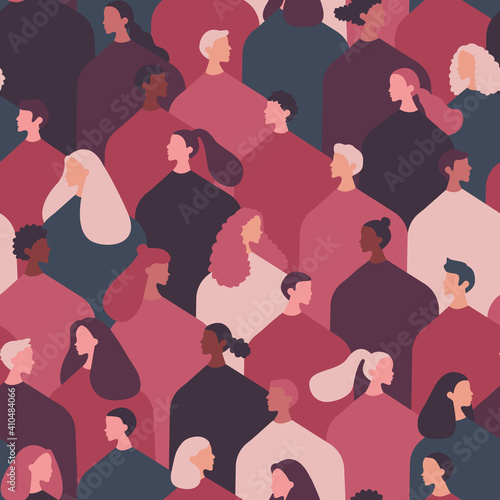 Stop racism. Multinationality. Black lives matter. Vector stock illustration. Flat style. Seamless pattern. Background.	