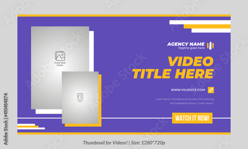 Editable Thumbnail design vector for platforms usable in all videos Editable Premium Vector, Customizable Thumbnail template eith editable text