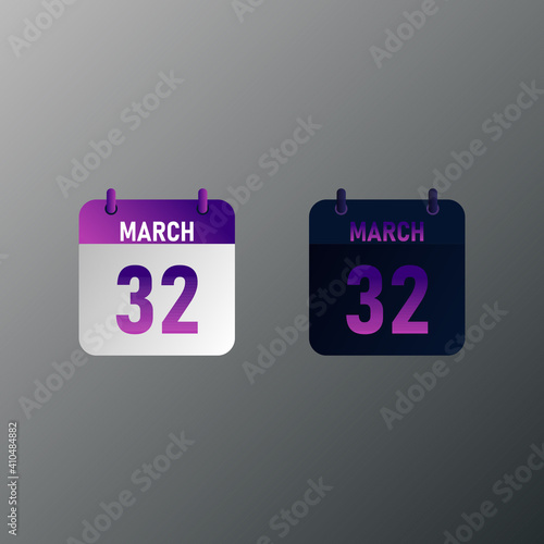 March daily calendar icon in flat design style. Vector illustration in light and dark design. 