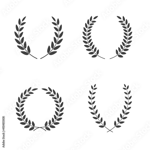 Set of laurel wreaths vectors of different shapes isolated on white