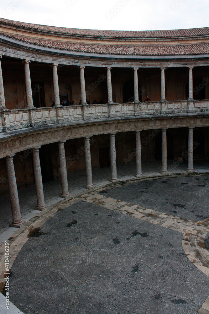 Courtyard of the Palacio de Carlos V in La Alhambra, Granada, Spain